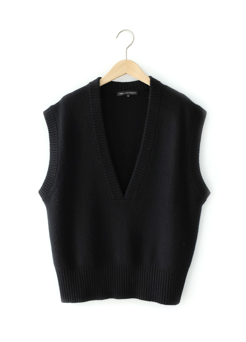 V領粗織針織背心